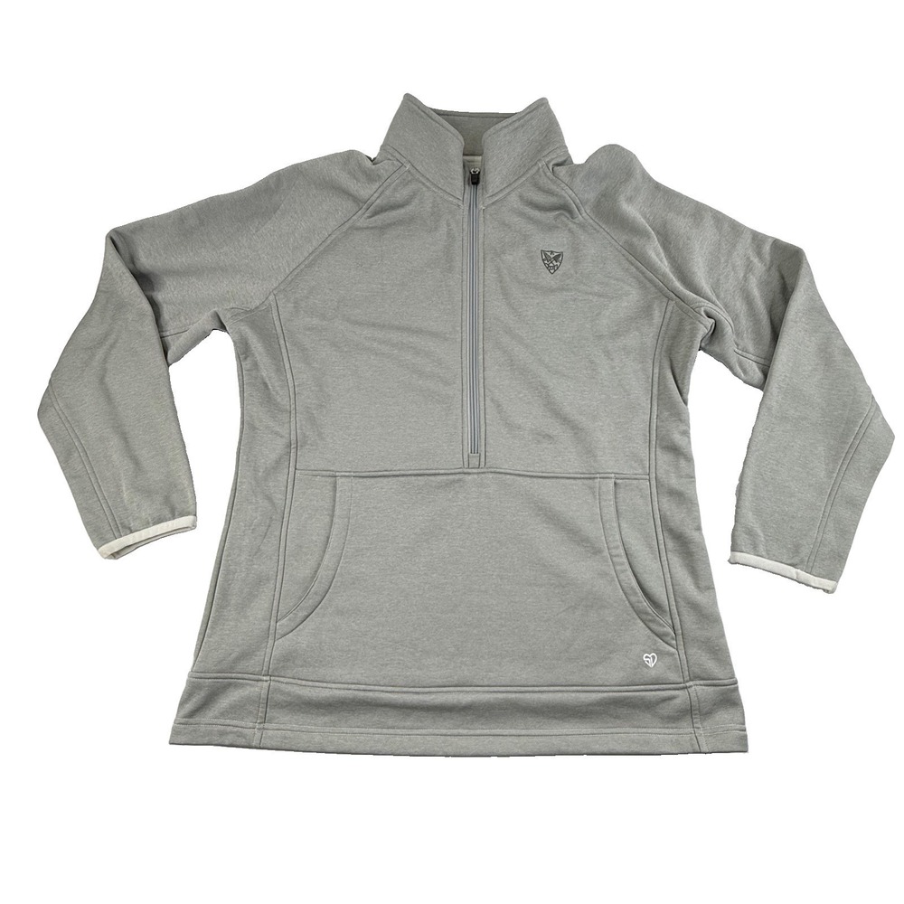 Straight Down‎ 1/2 Zip Performance Pullover Kangaroo Pocket Gray Women's XL